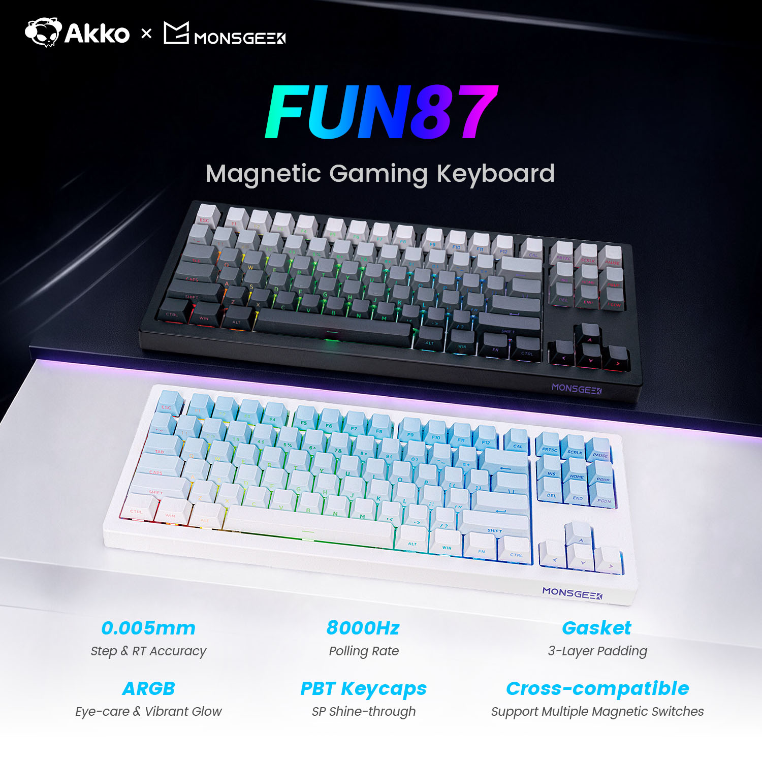 Gaming Keyboard Tkl - Akko x Monsgeek FUN87 HE Magnetic