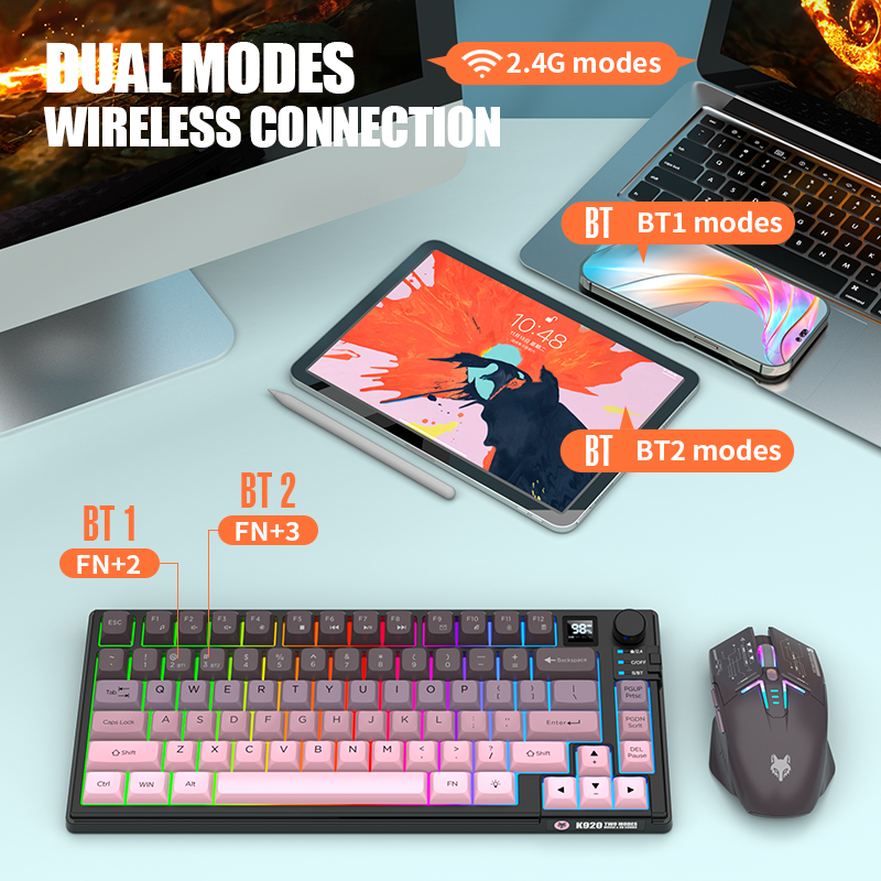 Dual-Mode 2.4G Bluetooth Wirel - Gaming Keyboard And Mouse Combo 评论和价格