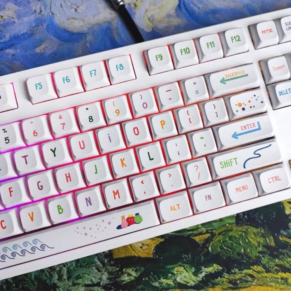 Vibrant Summer Art Keycaps 128 - Gaming Keyboard Tkl 评论和价格