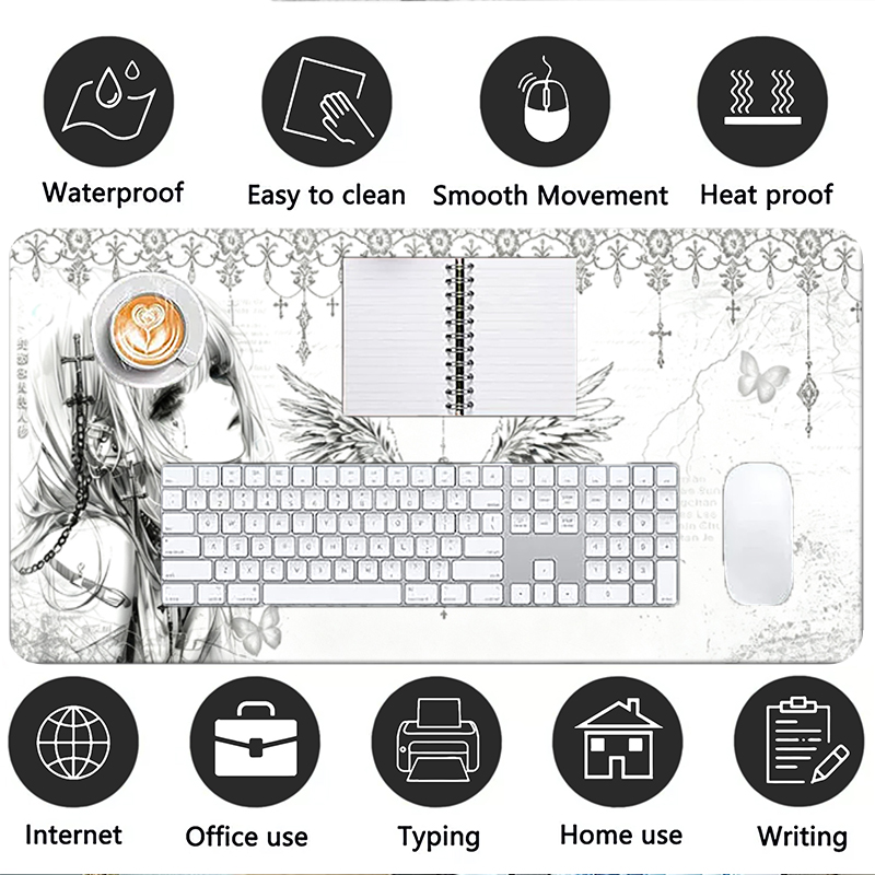 Leather Mousepad Black White A - Gaming Keyboard Tactile 评论和价格