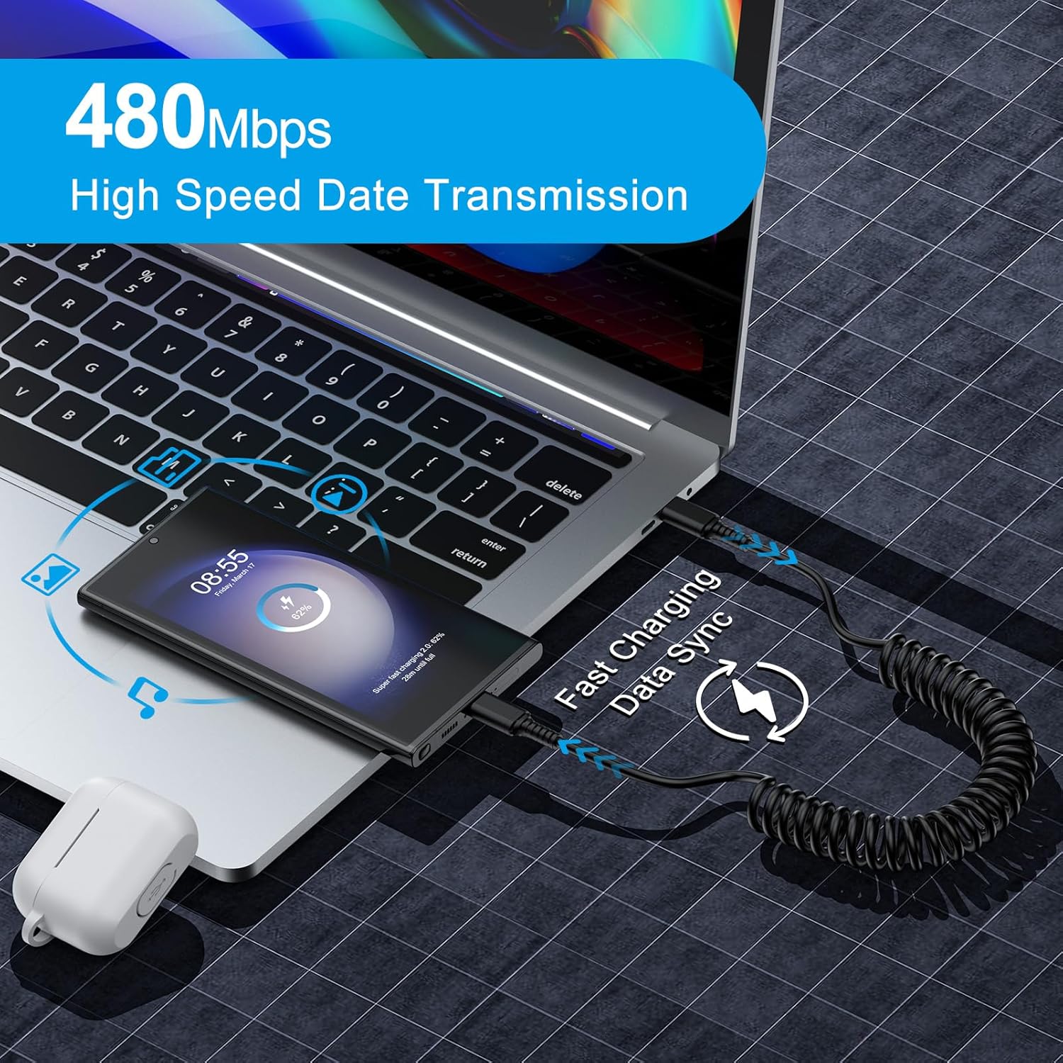 Android Auto USB C to USB C Ca - Coiled Usb Cable 评论和价格